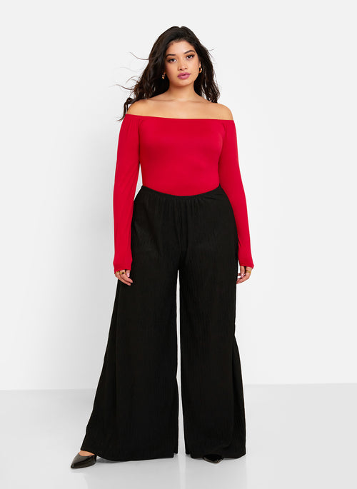 Essential Textured Palazzo Pants