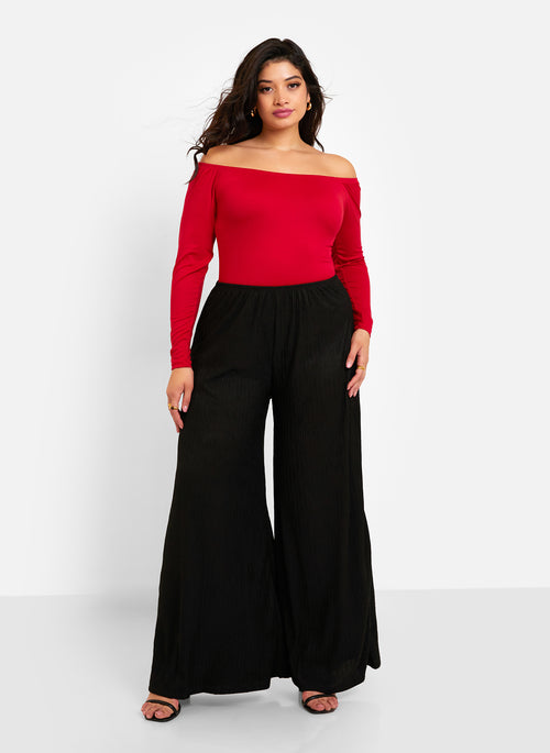 Essential Textured Palazzo Pants