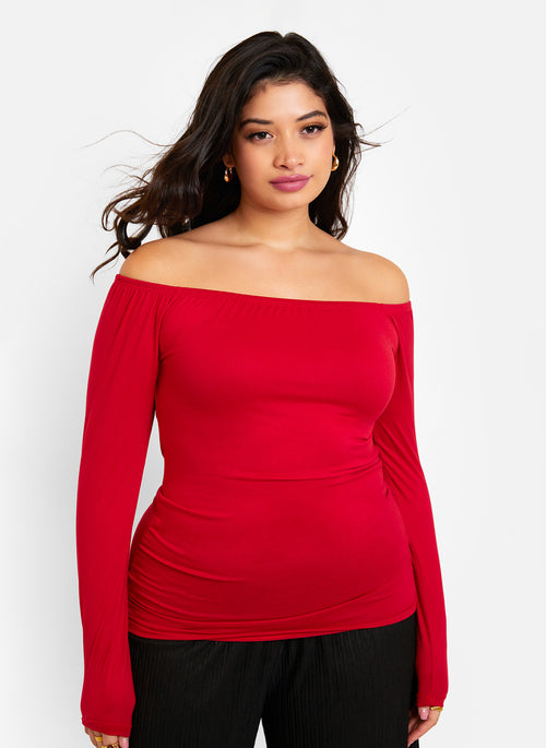 Essential Off Shoulder Top - Red