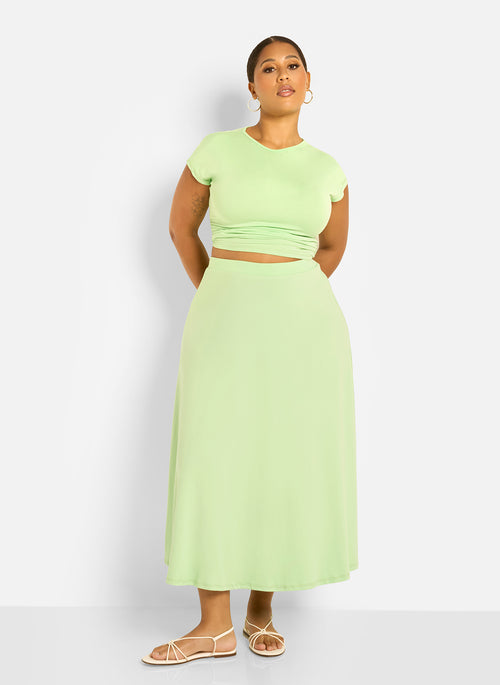 Essential Crew Neck Crop Top - Mint Green