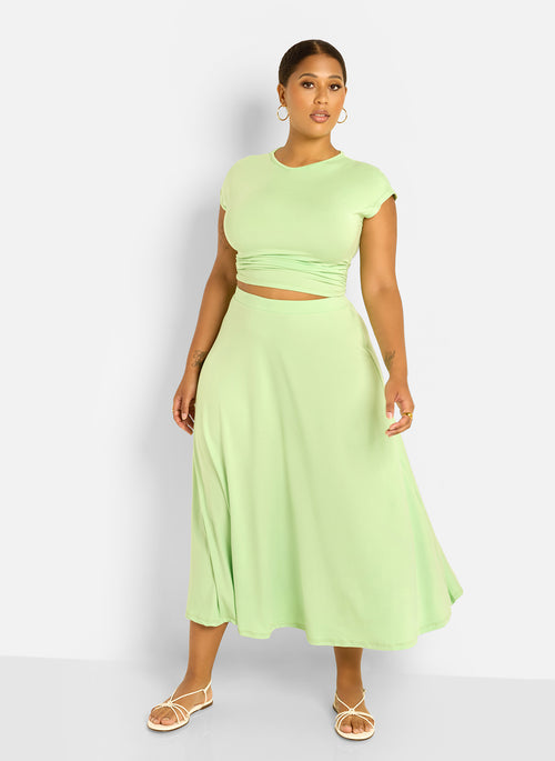 Essential A Line Midi Skirt - Mint Green