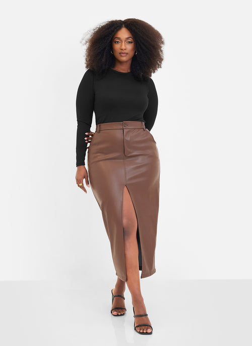 Essential Crew Neck Full Length  Top - Black