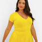 Essential V-Neck Midi Skater Dress - Yellow