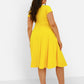 Essential V-Neck Midi Skater Dress - Yellow