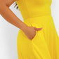 Essential V-Neck Midi Skater Dress - Yellow