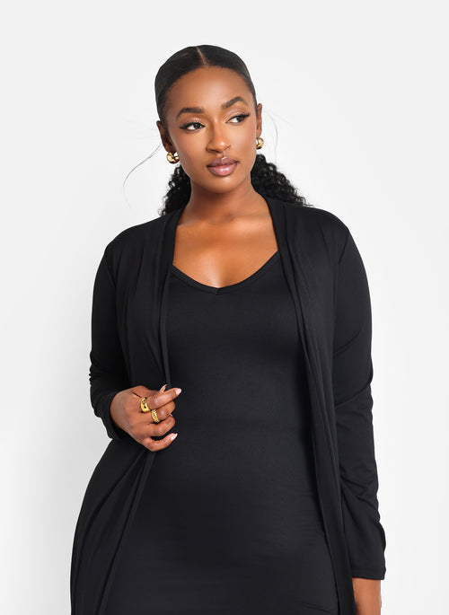 Essential Longline Cardigan - Black