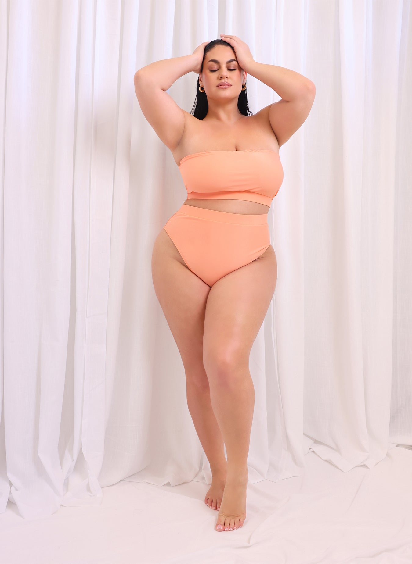 Essential Bandeau Bikini Swim Top - Peach