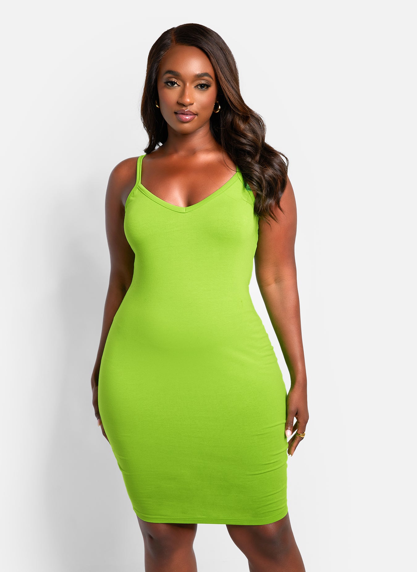 Essential Strappy Mini Bodycon Dress - Lime Green