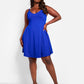 Essential V Neck Strappy Mini Skater Dress - Royal Blue