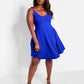 Essential V Neck Strappy Mini Skater Dress - Royal Blue
