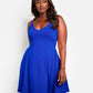Essential V Neck Strappy Mini Skater Dress - Royal Blue