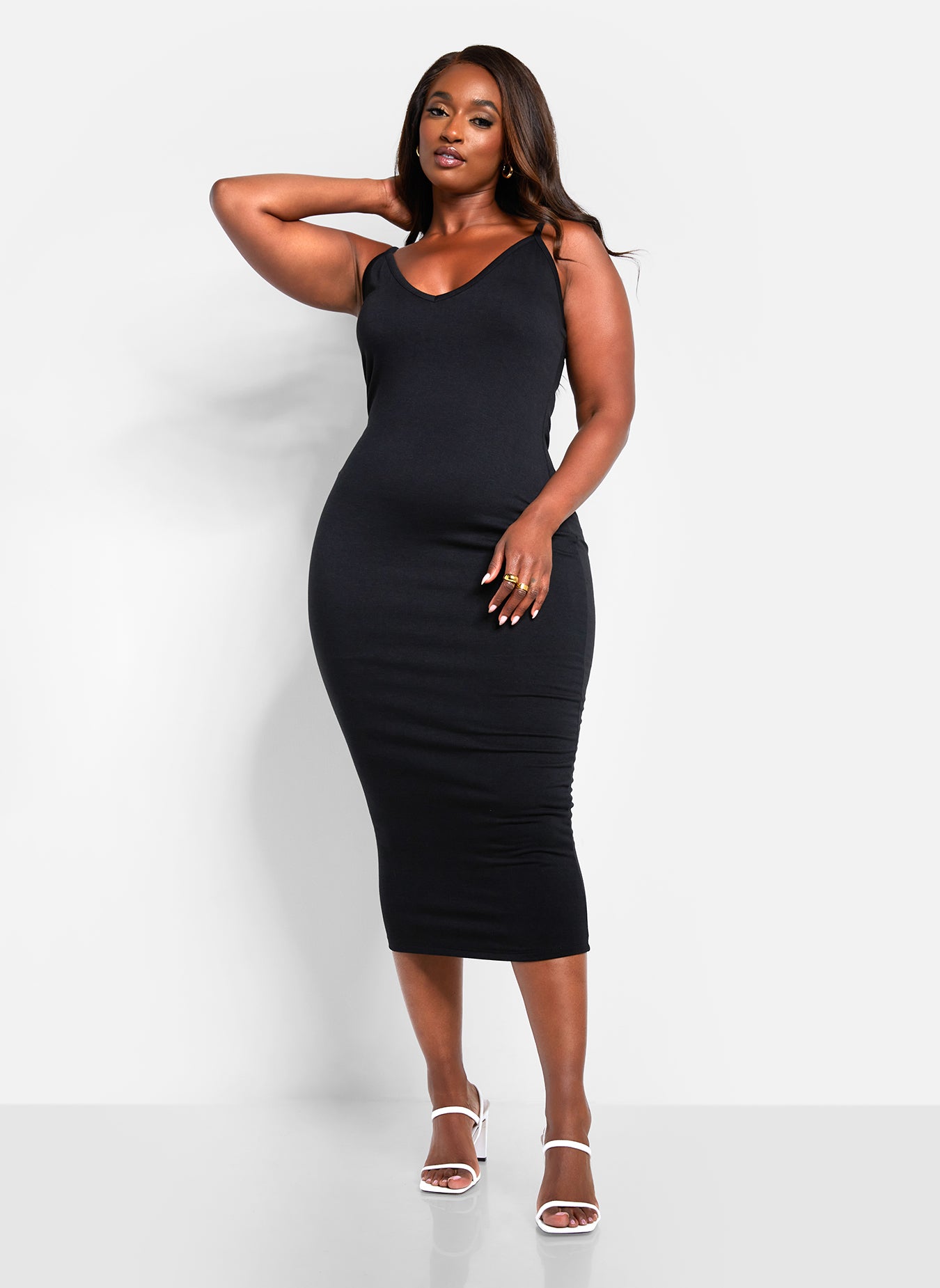Essential Strappy Midi Bodycon Dress - Black