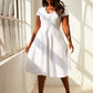 Essential V-Neck Skater Midi Dress - White