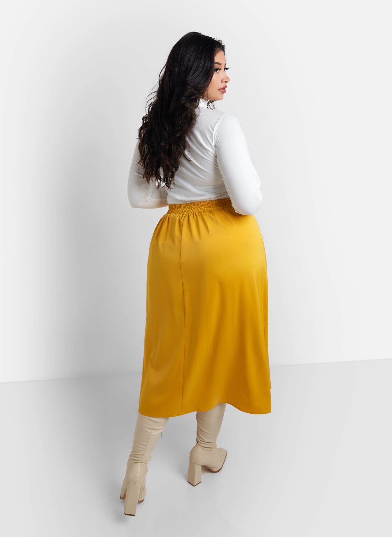 Essential Satin Shift Skirt - Yellow