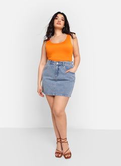 Essential Scoop Neck Crop Top - Orange