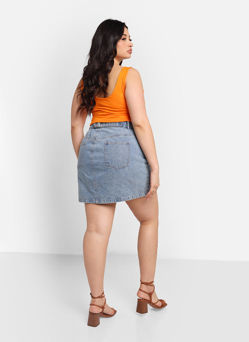 Essential Scoop Neck Crop Top - Orange