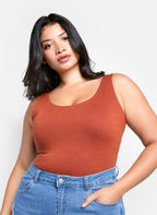 Essential Scoop Neck Tank Bodysuit - Mocha