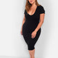 Essential Scoop Neck Midi Bodycon Dress - Black