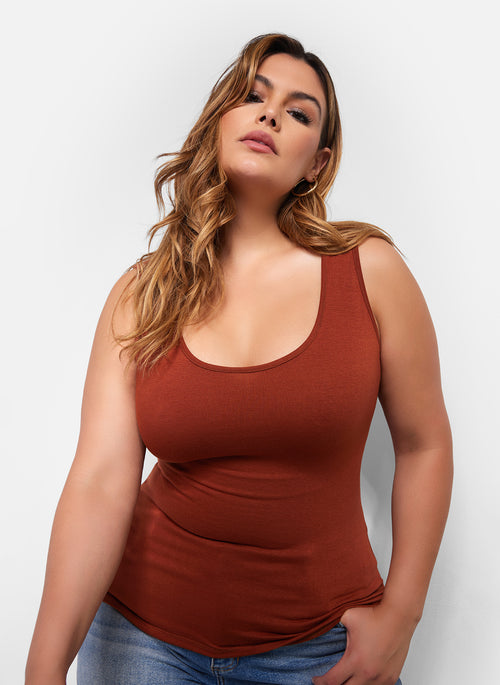 Essential Scoop Neck Tank Top - Mocha