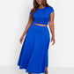 Essential Cotton A Line Midi Skirt - Blue