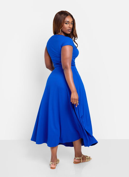 Essential Cotton A Line Midi Skirt - Blue