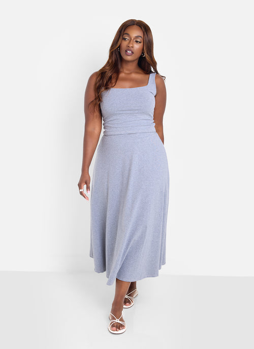 Essential A-Line Midi Skirt - Grey