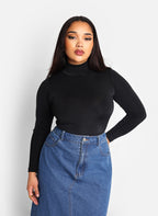 Essential Slinky Mock Neck Bodysuit - Black