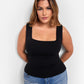 Essential Square Neck Full Length Top - Black