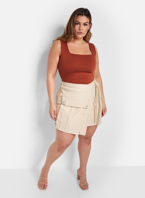 Essential Square Neck Full Length Top - Mocha