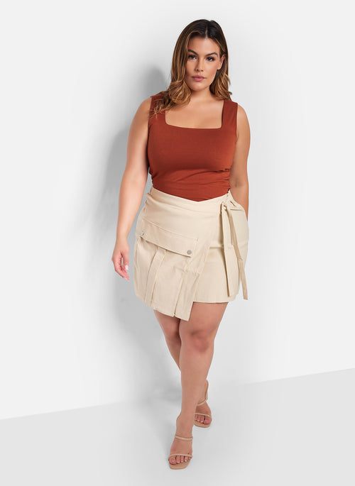 Essential Square Neck Full Length Top - Mocha