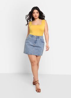 Essential Square Neck Full Length Top - Mustard