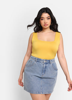 Essential Square Neck Full Length Top - Mustard