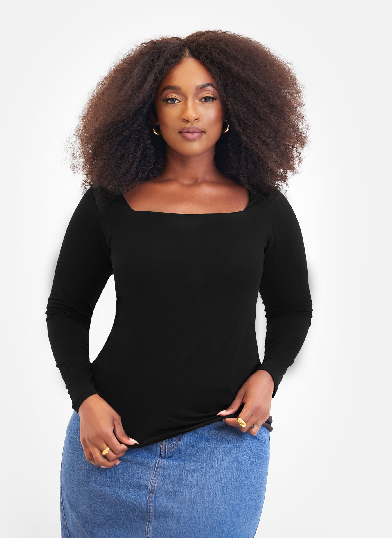 Essential Square Neck Long Sleeve Top