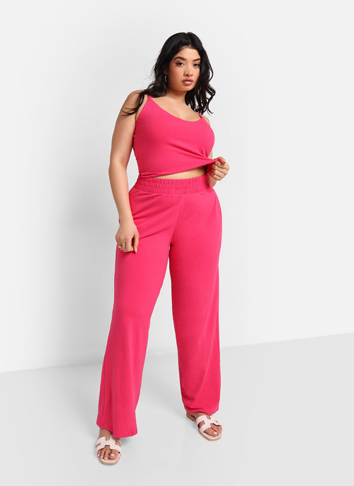 Essential Wide Leg Pants W. Pockets - Fuchsia