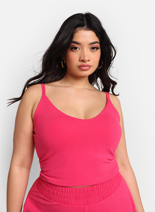 Essential Strappy Crop Top - Fuchsia