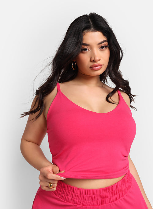 Essential Strappy Crop Top - Fuchsia