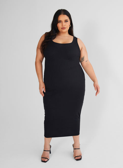 Essential Ribbed Tank Midi Bodycon Dress