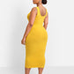 Essential Cotton Tank Bodycon Midi  Dress - Mustard