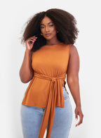 Essential Tie Waist Top - Toffee