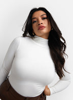 Essential Mock Neck Long Sleeve Top - White