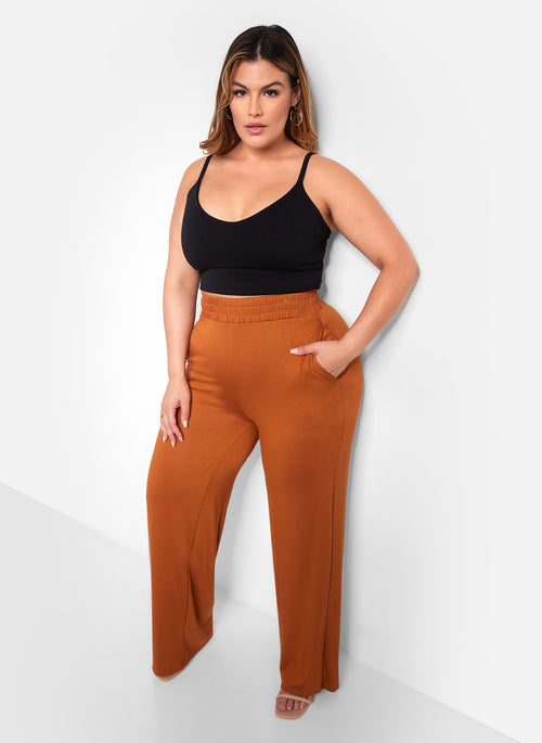 Essential Wide Leg Pants W. Pockets - Mocha