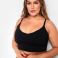 Essential V Neck Strappy Crop Top - Black