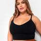 Essential V Neck Strappy Crop Top - Black
