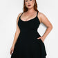 Essential V Neck Cotton Strappy Mini Skater Dress - Black