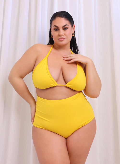 Essential High Waist Bikini Bottom - Yellow