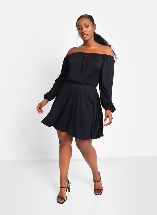 Evelyn Off Shoulder Mini Skater Dress