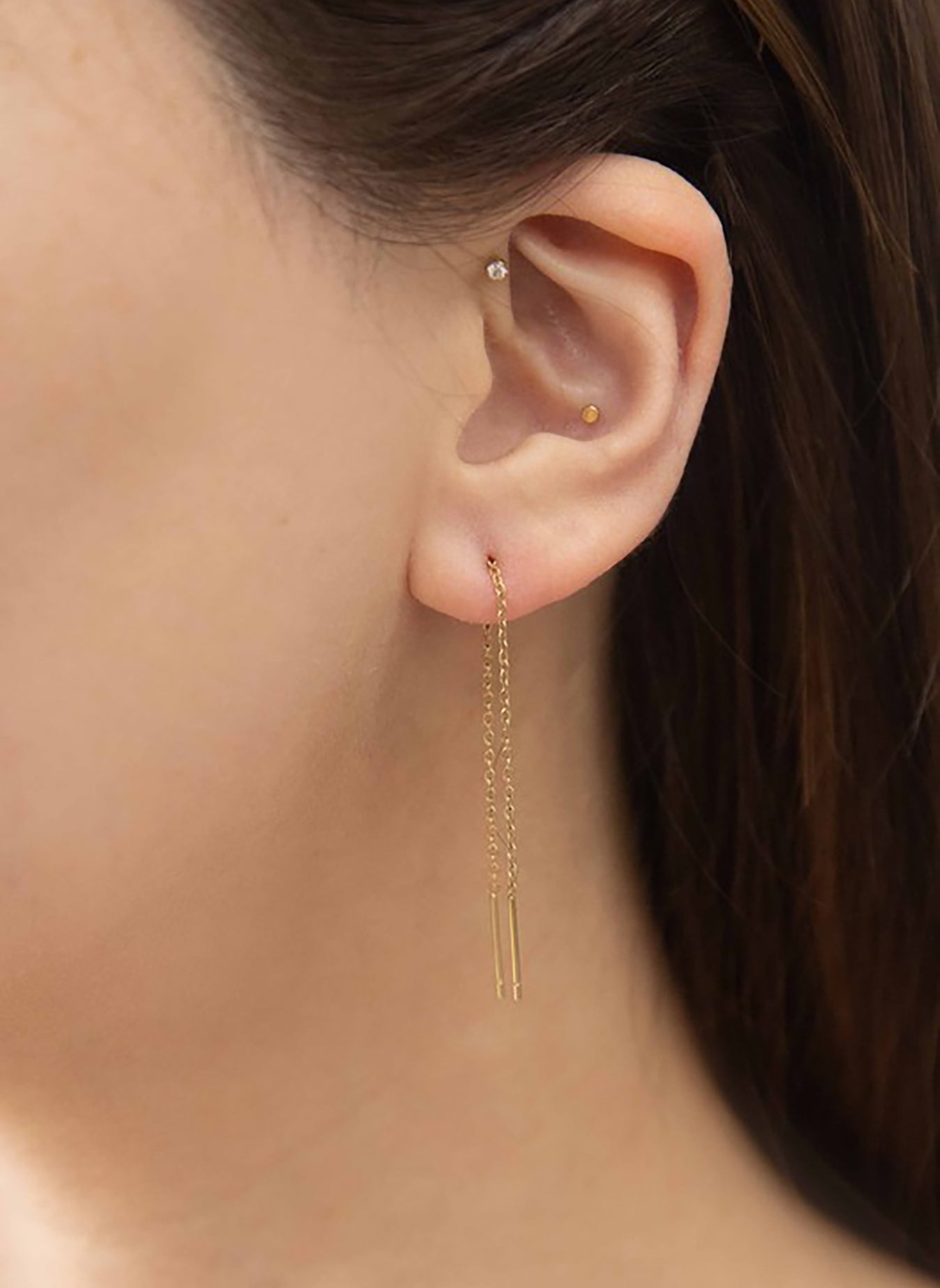 14K Gold Plated Needle Drop Earrings