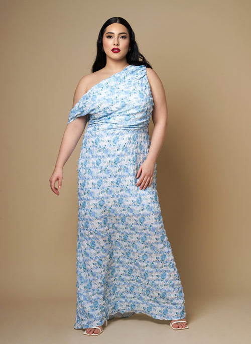 Forget Me Not Floral Asymmetrical Maxi Bodycon Dress