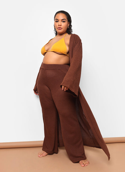 Genesis Knit Oversized Longline Duster - Chocolate