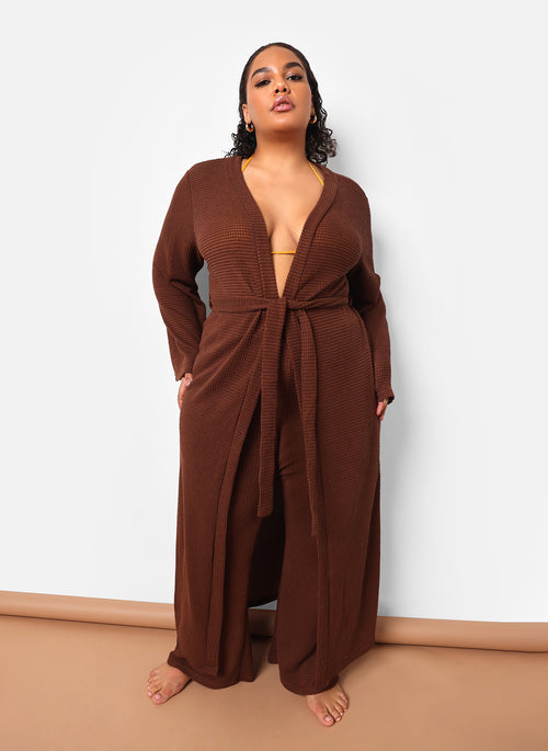 Genesis Knit Oversized Longline Duster - Chocolate